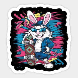 Bunny Funny Skate Tapestry Sticker